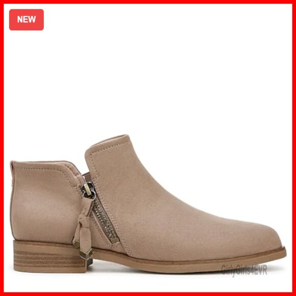 Ankle Booties with Side Zipper, Faux Suede, 1-Inch Block Heel - Picture 4 of 7